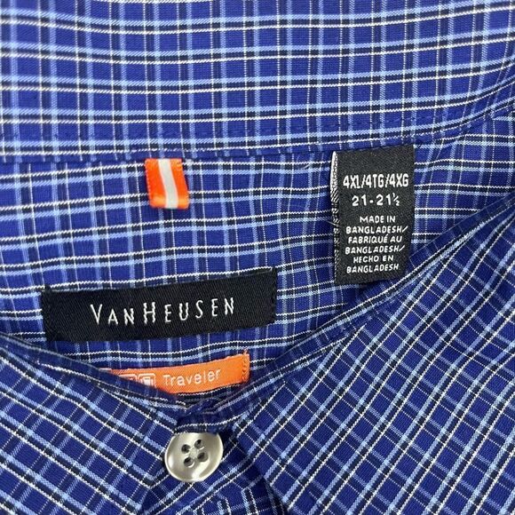 VanHeusen blue checkered collared button down sz 4XL (21-21.5) - Picture 2 of 5